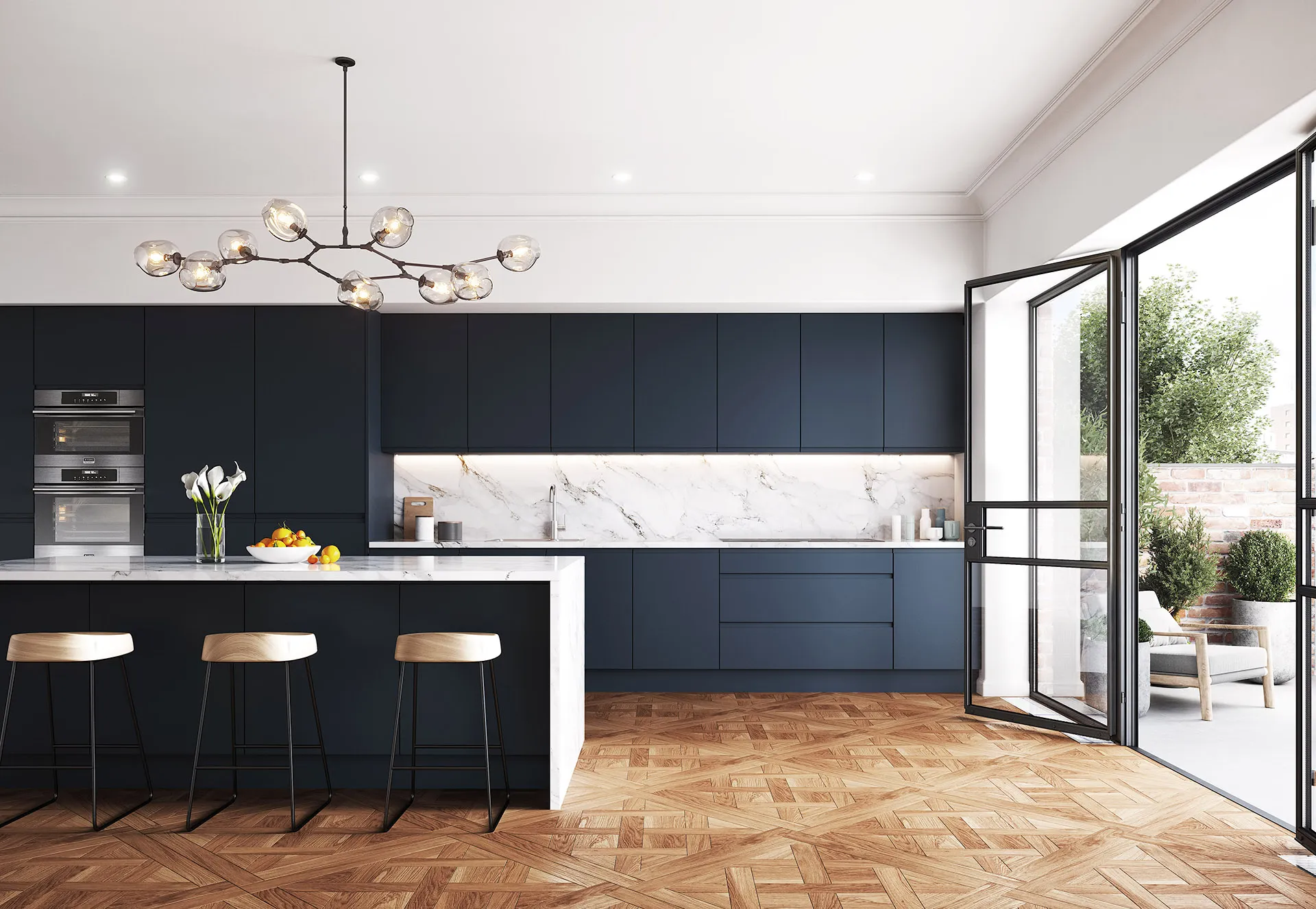 Lugano Matt Kitchen Range showroom kitchen
